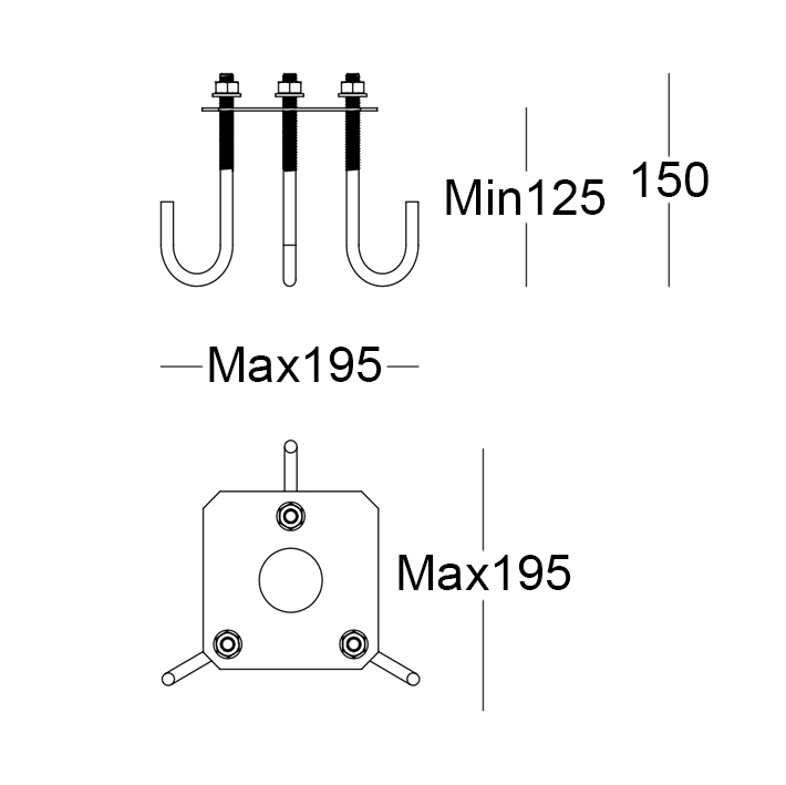 KIT.001 - Ancoraggio a terra tirafondi/piastra di centraggio