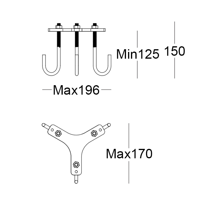 KIT.005 - Ancoraggio a terra tirafondi/piastra di centraggio