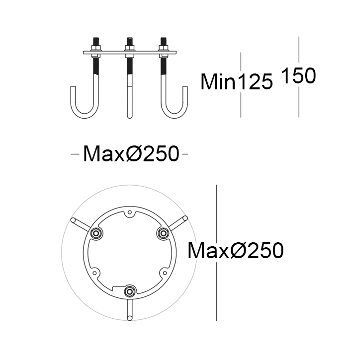 KIT.010 - Ancoraggio a terra tirafondi/piastra di centraggio