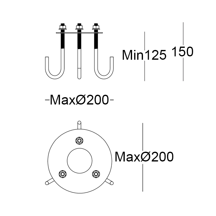 KIT.031 - Ancoraggio a terra tirafondi/piastra di centraggio