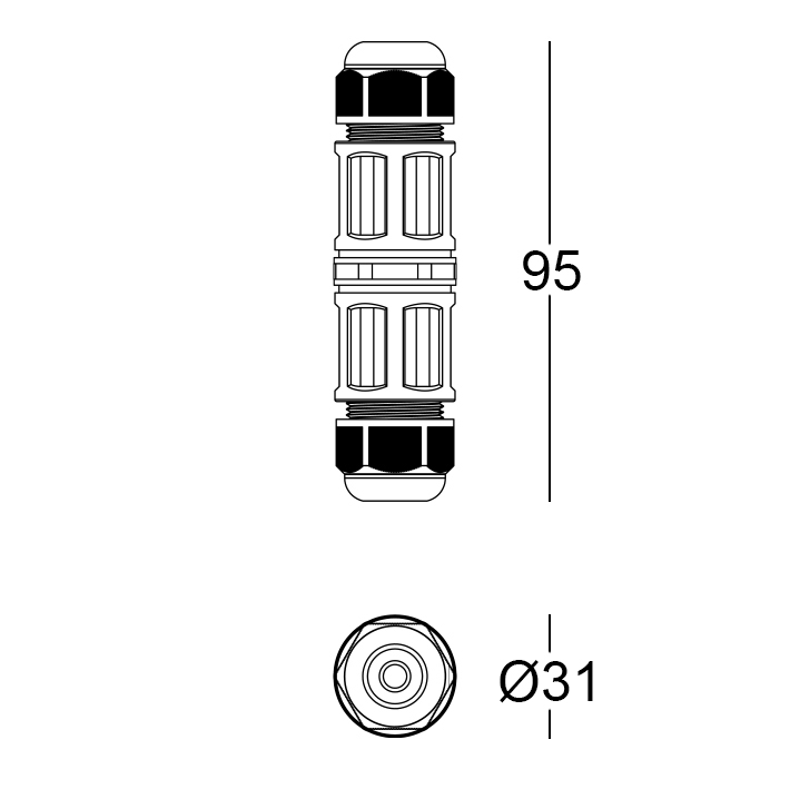 MOR683P/2V - Connettore IP68 3Poli/2Vie<br>3 x 2.5 mm²