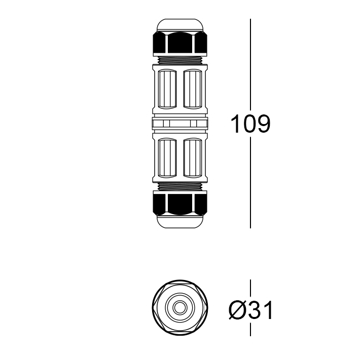 MOR685P/2V - Connettore IP68 5Poli/2Vie<br>5 x 2.5 mm²